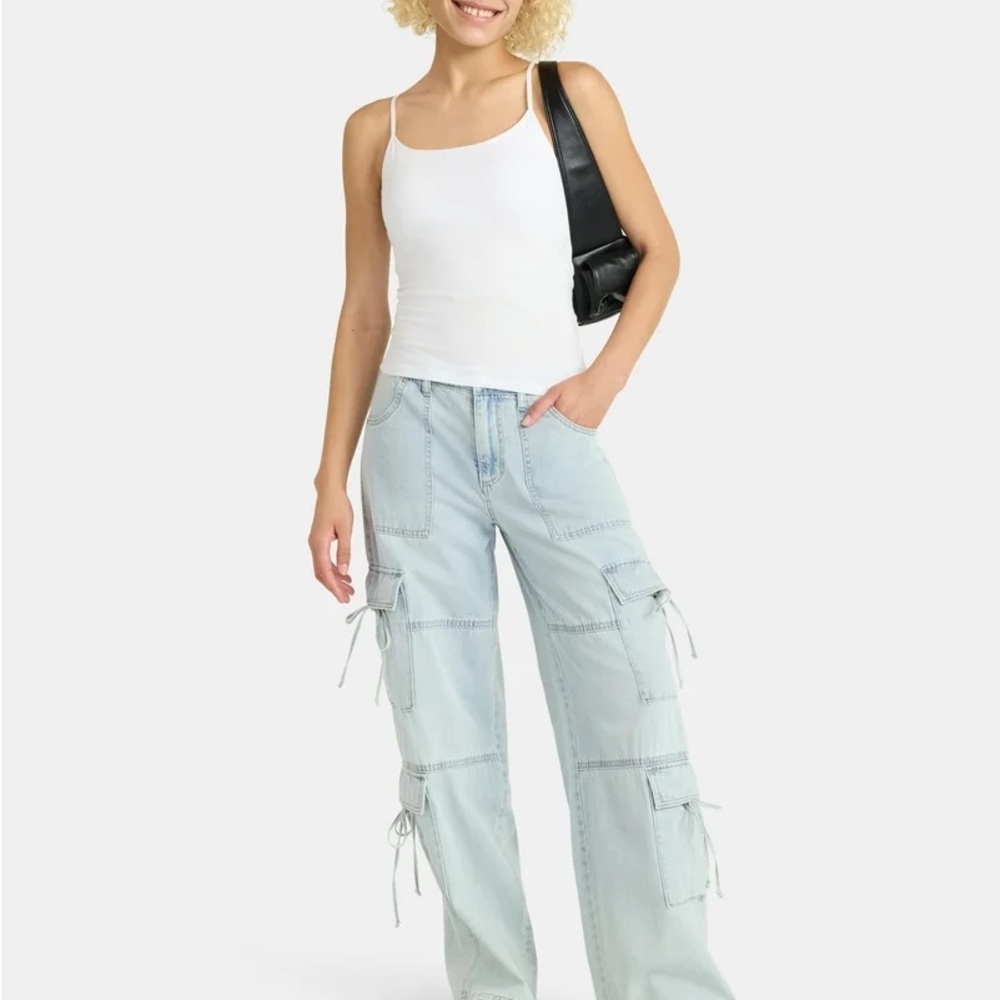 **VIRAL!! SOLD OUT** No Boundaries Light Blue Women's Bow Cargo Jeans